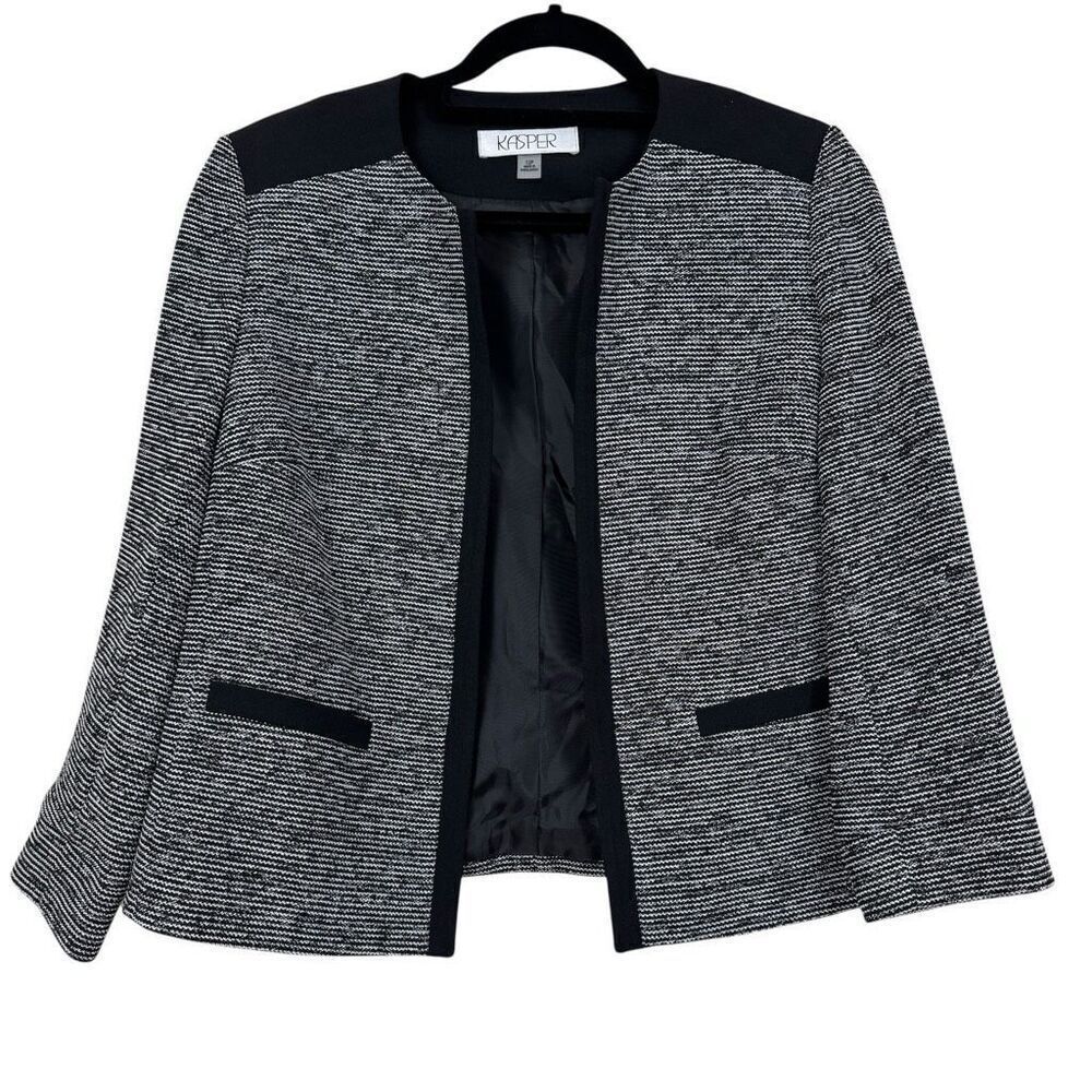 Kasper Tweed Collarless Jacket - Size 12P
